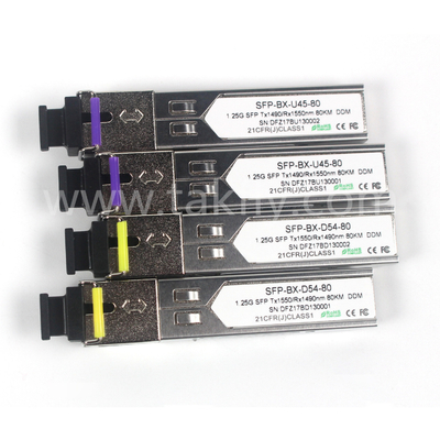 1.25G SFP BIDI Tx1550/Rx1490nm 80KM SMF DDM LC CISCO JUNIPER HUAWEI Kompatibles SFP-optisches Transceivermodul