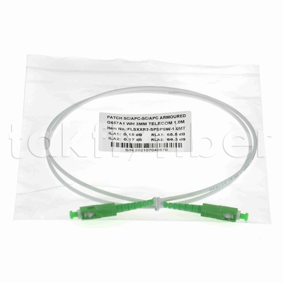 EN50575 CPR Zertifiziert SC APC Glasfaser Patchcord Panzer Glasfaser Patch Leads Simplex 3,0mm LSZH Weiße Jacke