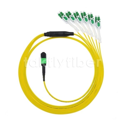 12F MPO-6x LC APC DX Uniboot SM Fiberoptic Patch Cord mit Nickelschuhe 3,0 mm Durchmesser