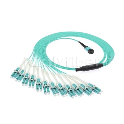 24 F MPO-LC Uniboot OM3 Fiber Patch Cord 12x LC DX perfekt für große Netzwerke