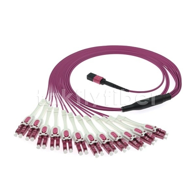 24F MTP 12x LC DX Uniboot OM4 Fiber Patch Cord für Hochgeschwindigkeitsnetze