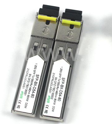 BIDI 1.25 G SFP Transceiver Tx1550/Rx1490nm 80KM SMF DDM LC CISCO JUNIPER HUAWEI Kompatibel