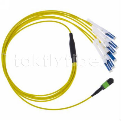 Dauerhaftes MPO-CS-Faseroptik-Patch-Kabel mit Einfühlloss ≤ 0,3 dB und Glasfaserdurchmesser 50/125 für Telekommunikationsnetze