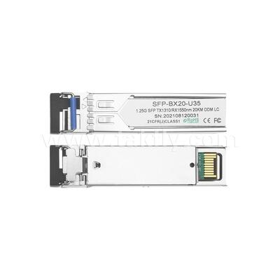 SFP 1,25 Gbps 20 km LC Reach Tx1310nm/Rx1550nm Bidirektionaler optischer Empfänger für Rechenzentrum FTTX