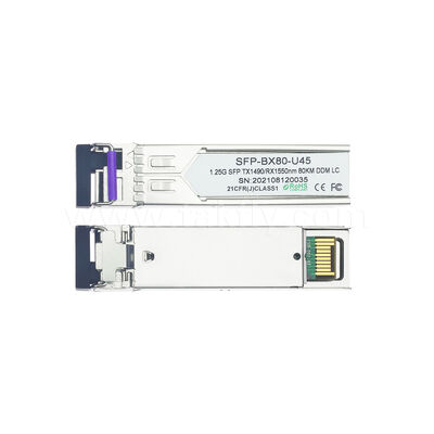 SFP 1,25 Gbps 80 km LC Reach Tx1490nm/Rx1550nm Bidirektionaler optischer Empfänger für Rechenzentrum FTTX