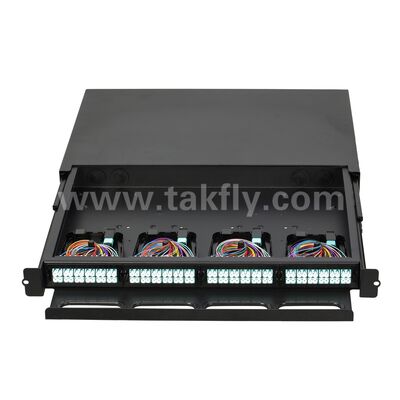 Hohe Dichte 1U 19 Zoll 96F MPO MTP - LC SM MM Glasfaser-Patch-Panel / Glasfaser-Chassis / Glasfaser-ODF / Glasfaser-Vertriebskassette für 4 Stück 24F MPO MTP-LC-Kassette