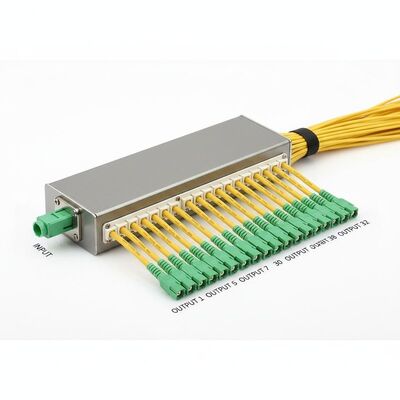 1x32 PLC Fiber Splitter with LC/APC Simplex Adapter Input and 2.0mm Pigtails Output for FTTH FTTX Applications
