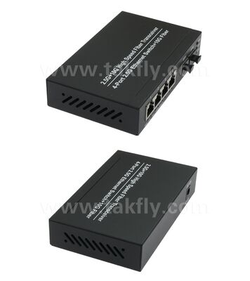 2.5G 2-Port Glasfaser 4-Port Kupfer Ethernet Switch mit 10G Uplink und lüfterlosem Metallgehäuse für Hochgeschwindigkeits-Netzwerkerweiterung