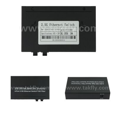 2.5G 2-Port Glasfaser 4-Port Kupfer Ethernet Switch mit 10G Uplink und lüfterlosem Metallgehäuse für Hochgeschwindigkeits-Netzwerkerweiterung
