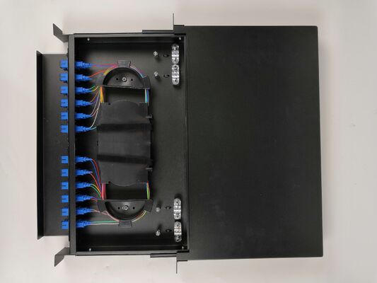 24-Kern schiebbares 19-Zoll-Rack-Montage-Glasfaser-Verteilungsrahmen mit vereinfachtem Kabelmanagement