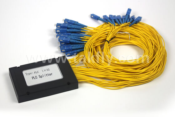 Vielseitige ABS Box PLC Splitter 1×2 bis 1×64, geringer Verlust, breite Temperatur, anpassbar