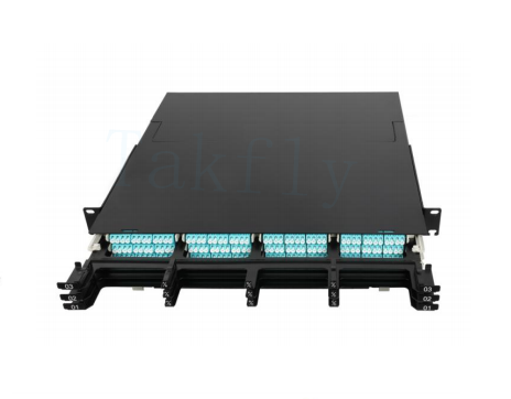 1U 144C High Density MPO Patch Panel 12 Kassetten, MPO zu LC-Umwandlung, vorab für SAN/LAN/Rechenzentrum fertiggestellt