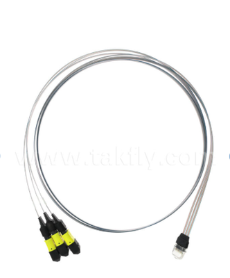 MTP 12CH×3 bis 36-Kanal-Faser-Array-Baugruppe – 3×12CH MTP-Anschlüsse an 36CH V-Groove FAU, geringe Einfügungsdämpfung, für 1,6T optische Transceiver und Co-Packaged Optics (CPO)