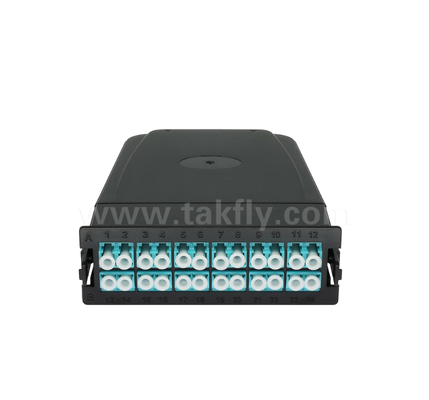 MPO/MTP zu LC vorgefertigtes Kassettenmodul  12-Kern- oder 24-Kern-, LC-Duplex-Vorderseite, doppelte MPO-Hinteradapter, Plug-and-Play für Hochdichte-Datenzentrumsverkabelung