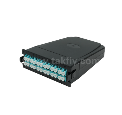 MPO/MTP zu LC vorgefertigtes Kassettenmodul  12-Kern- oder 24-Kern-, LC-Duplex-Vorderseite, doppelte MPO-Hinteradapter, Plug-and-Play für Hochdichte-Datenzentrumsverkabelung