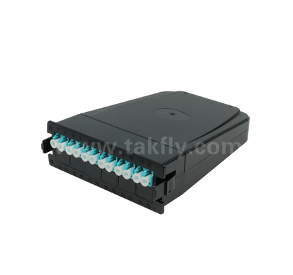 MPO/MTP zu LC vorgefertigtes Kassettenmodul  12-Kern- oder 24-Kern-, LC-Duplex-Vorderseite, doppelte MPO-Hinteradapter, Plug-and-Play für Hochdichte-Datenzentrumsverkabelung