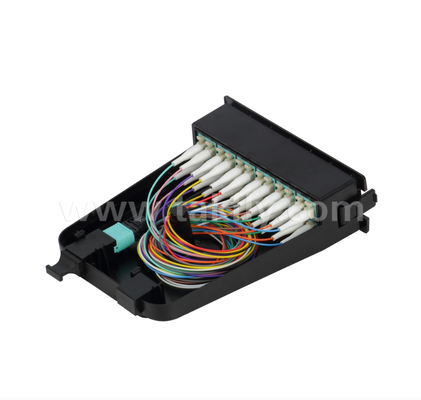 MPO/MTP zu LC vorgefertigtes Kassettenmodul  12-Kern- oder 24-Kern-, LC-Duplex-Vorderseite, doppelte MPO-Hinteradapter, Plug-and-Play für Hochdichte-Datenzentrumsverkabelung