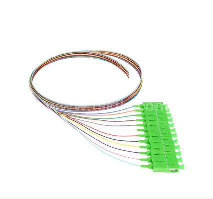 SC/APC 12-Farb-Optik-Pigtail-Set ¢ Farbcodiert für eine einfache Identifizierung, ein Ende verbunden, ein Ende nackte Faser, für Endboxen, Spleißung und Verbindung von Geräten