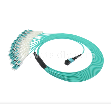 MPO/MTP to LC Uniboot Breakout Patch Cord – OM3 Multimode, High-Density, Polarity Reversible for 40G/100G Data Centers