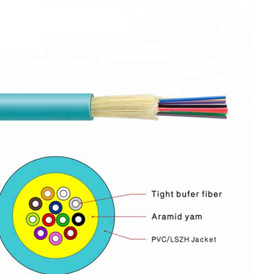 Kern-Innenfaser-Verteilungs-Kabel optischen Kabels 24 OM3 Aqua Jacket Tight Buffer Fiber