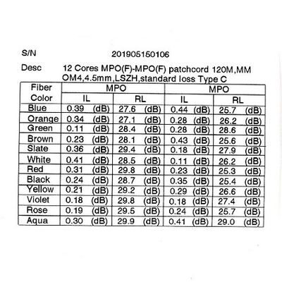 4.5mm Millimeter OM3 12/24 entkernt Faser Optik-Patchcord MPO MTP für Data Center-Verkabeln