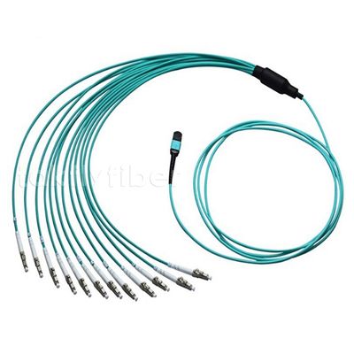 MPO LC Duplex Breakout Kabel OM4 12 Fasern 50/125um Glasfaser Patch Kabel für Datenzentren mit hoher Dichte