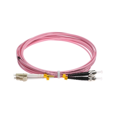 LC-ST OM3 Multimodefaser-Optikduplex-Verbindungskabel-rosa Farbe