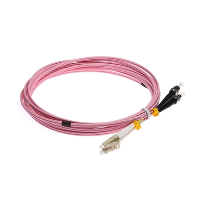 LC-ST OM3 Multimodefaser-Optikduplex-Verbindungskabel-rosa Farbe