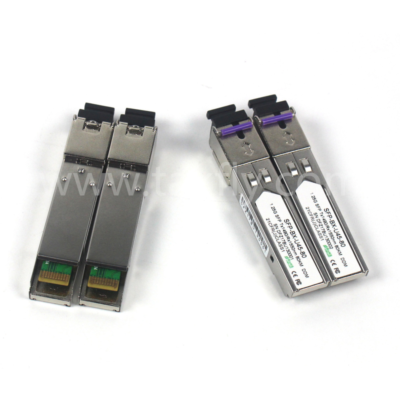 1.25G SFP BIDI Tx1550/Rx1490nm 80KM SMF DDM LC CISCO JUNIPER HUAWEI Kompatibles SFP-optisches Transceivermodul