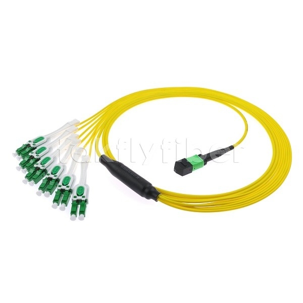 12F MPO-6x LC APC DX Uniboot SM Fiberoptic Patch Cord mit Nickelschuhe 3,0 mm Durchmesser