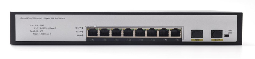 DF-2F-8GP 2-Port 10/100/1000Mbps 8+2 Uplink-Fiber-Ports Gigabit-Poe-Netzwerkschalter