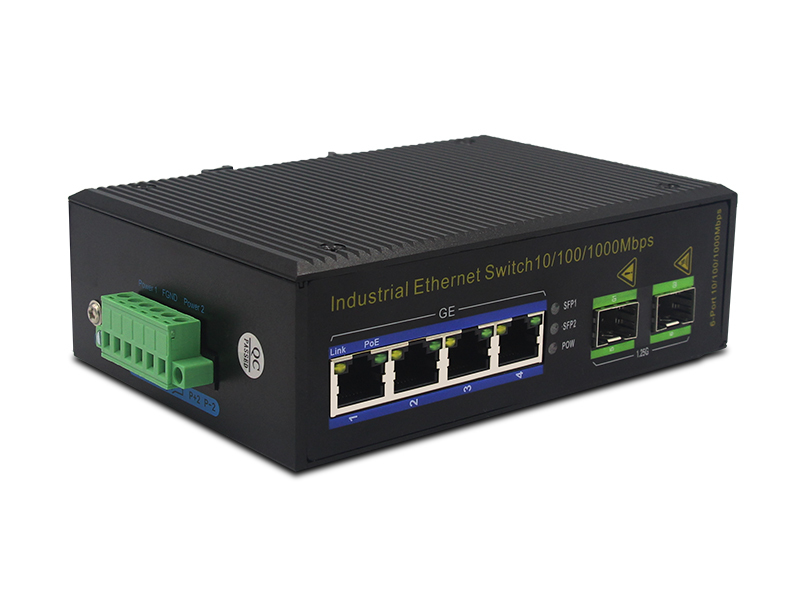 Industrie POE Ethernet Switch 4 Port Gigabit 2 SFP DIN-Rail