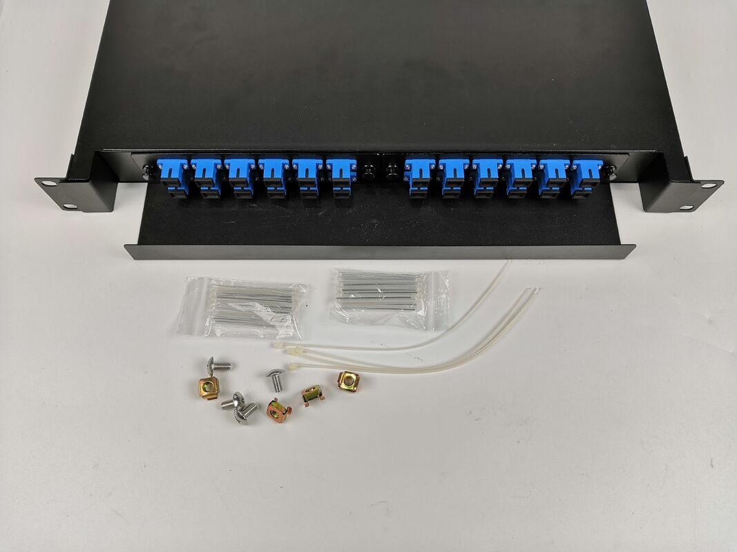 24-Kern schiebbares 19-Zoll-Rack-Montage-Glasfaser-Verteilungsrahmen mit vereinfachtem Kabelmanagement