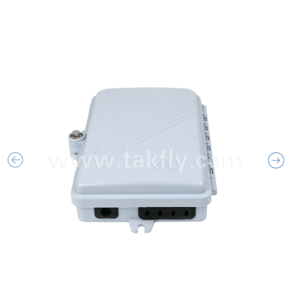 Glasfaser-Abschlussbox FTKS-1805-04A, 4 SC/APC SM SX-Adapter, Pigtail installiert, FTTH FTTx-Spleißen, Verteilung, Aufteilen, Speicher, Kabelmanagement, Gehäuse, Wandmontage