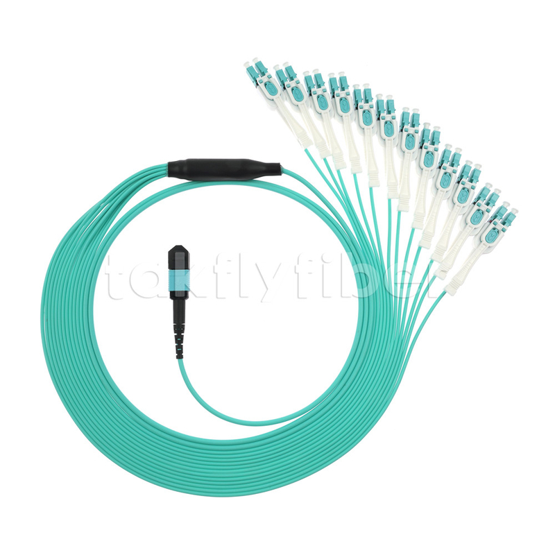 Glasfaser-MPO-MTP-Kabel 24 Kerne bis 12LC DX Om3 Fanout Patch Cord für LAN und WAN